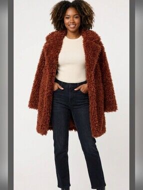 Urban Republic Women's Rust Faux Fur Coat, Size S.